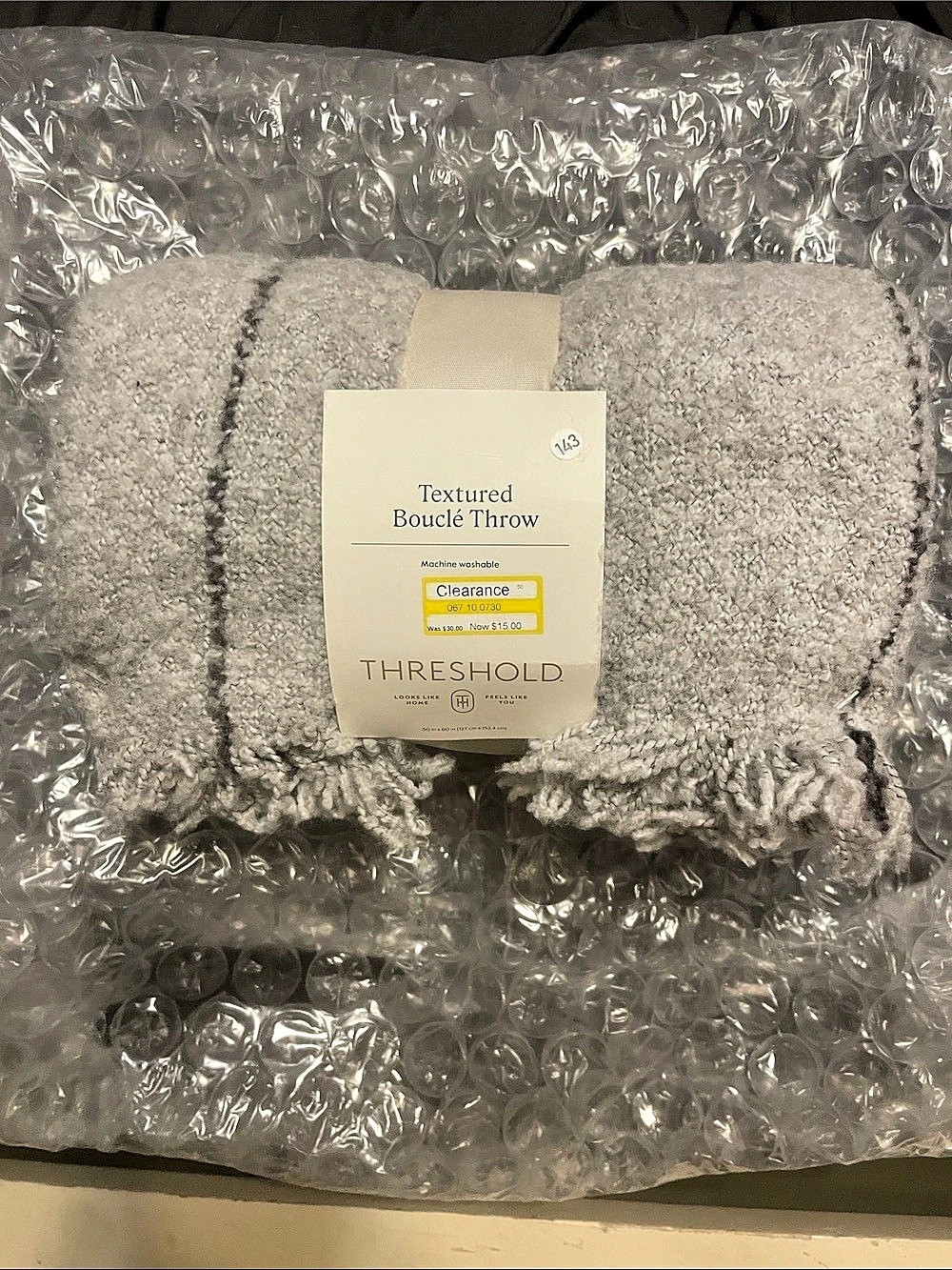 Threshold Textured Bouclé Throw Gray